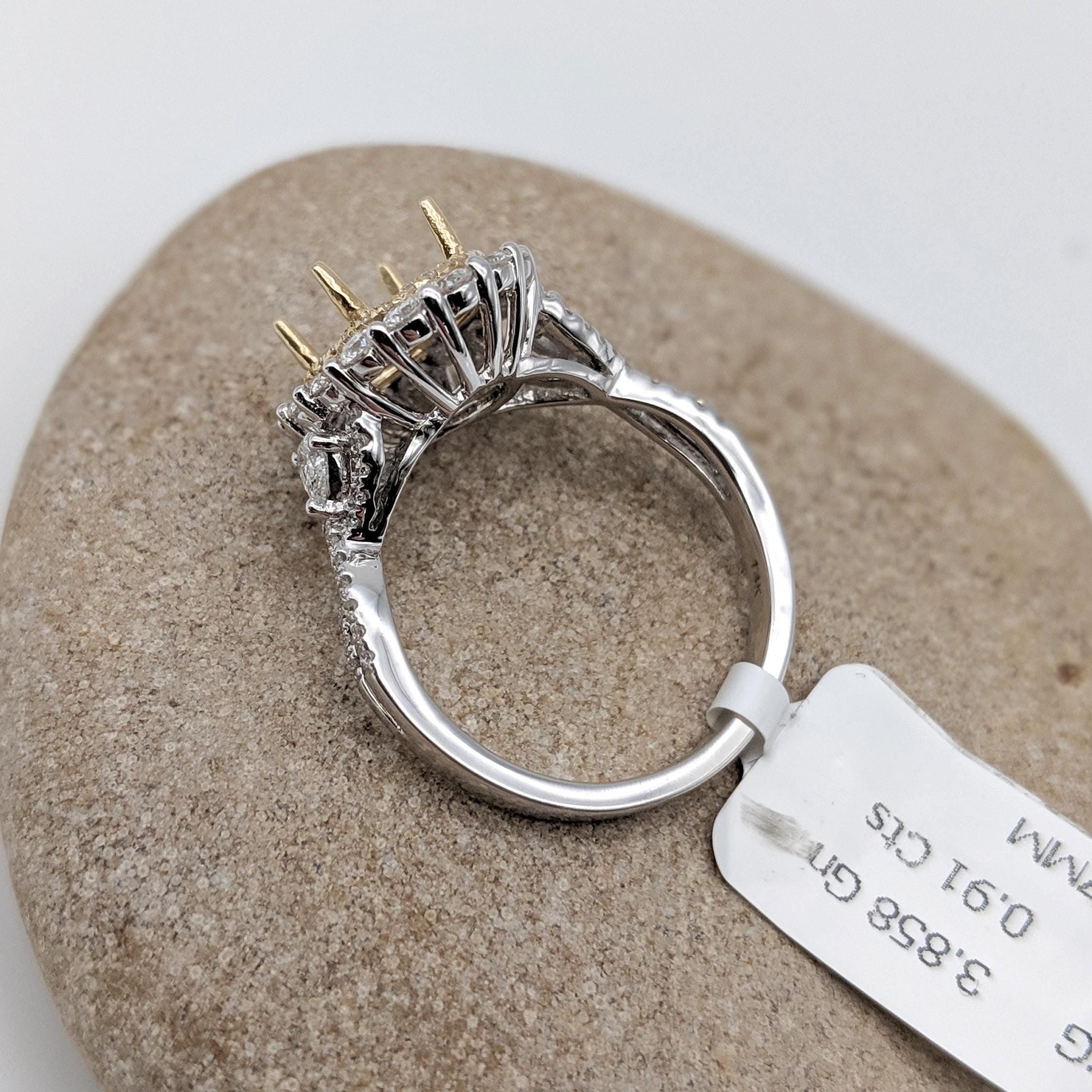 Statement Rings-Charming Diamond Double Halo Ring Setting W a Twist Infinity Shank in 14K Gold | Oval Shape 8x6mm 10x8mm | Gemstone Setting | Customizable - NNJGemstones