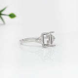 Statement Rings-Art Deco Style Ring Semi Mount in Solid 14K Gold w Diamond Accents | Emerald Cut Radiant Cut | Ring Setting | Custom Jewelry - NNJGemstones
