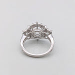 Statement Rings-Statement Double Halo Diamond Ring Setting in 14K Solid Gold | Round Shape 7mm 8mm 9mm w 3mm Side Stone Settings | Customizable - NNJGemstones