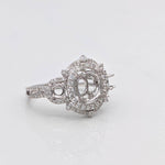 Statement Rings-Statement Double Halo Diamond Ring Setting in 14K Solid Gold | Round Shape 7mm 8mm 9mm w 3mm Side Stone Settings | Customizable - NNJGemstones