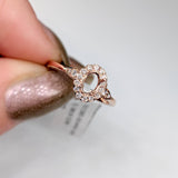 Statement Rings-Lovely Scalloped Ring Setting w Natural Diamond Halo in Solid 14k Gold | Oval 6x4 7x5 8x6 | Gemstone Setting | Fine Jewelry | Customizable - NNJGemstones