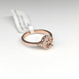 Statement Rings-Lovely Scalloped Ring Setting w Natural Diamond Halo in Solid 14k Gold | Oval 6x4 7x5 8x6 | Gemstone Setting | Fine Jewelry | Customizable - NNJGemstones