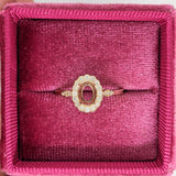 Statement Rings-Lovely Scalloped Ring Setting w Natural Diamond Halo in Solid 14k Gold | Oval 6x4 7x5 8x6 | Gemstone Setting | Fine Jewelry | Customizable - NNJGemstones