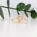 Statement Rings-Lovely Scalloped Ring Setting w Natural Diamond Halo in Solid 14k Gold | Oval 6x4 7x5 8x6 | Gemstone Setting | Fine Jewelry | Customizable - NNJGemstones