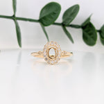 Statement Rings-Lovely Scalloped Ring Setting w Natural Diamond Halo in Solid 14k Gold | Oval 6x4 7x5 8x6 | Gemstone Setting | Fine Jewelry | Customizable - NNJGemstones