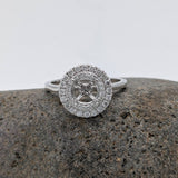 Engagement Rings-Statement Double Halo Ring Setting in 14K Solid Gold | Round 6mm 6.5mm 7mm | Natural Diamond Accents | Classic Ring Design | Customizable - NNJGemstones