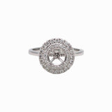 Engagement Rings-Statement Double Halo Ring Setting in 14K Solid Gold | Round 6mm 6.5mm 7mm | Natural Diamond Accents | Classic Ring Design | Customizable - NNJGemstones