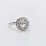 Engagement Rings-Statement Double Halo Ring Setting in 14K Solid Gold | Round 6mm 6.5mm 7mm | Natural Diamond Accents | Classic Ring Design | Customizable - NNJGemstones