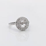 Engagement Rings-Statement Double Halo Ring Setting in 14K Solid Gold | Round 6mm 6.5mm 7mm | Natural Diamond Accents | Classic Ring Design | Customizable - NNJGemstones