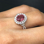 Statement Rings-Charming Diamond Double Halo Ring Setting W a Twist Infinity Shank in 14K Gold | Oval Shape 8x6mm 10x8mm | Gemstone Setting | Customizable - NNJGemstones