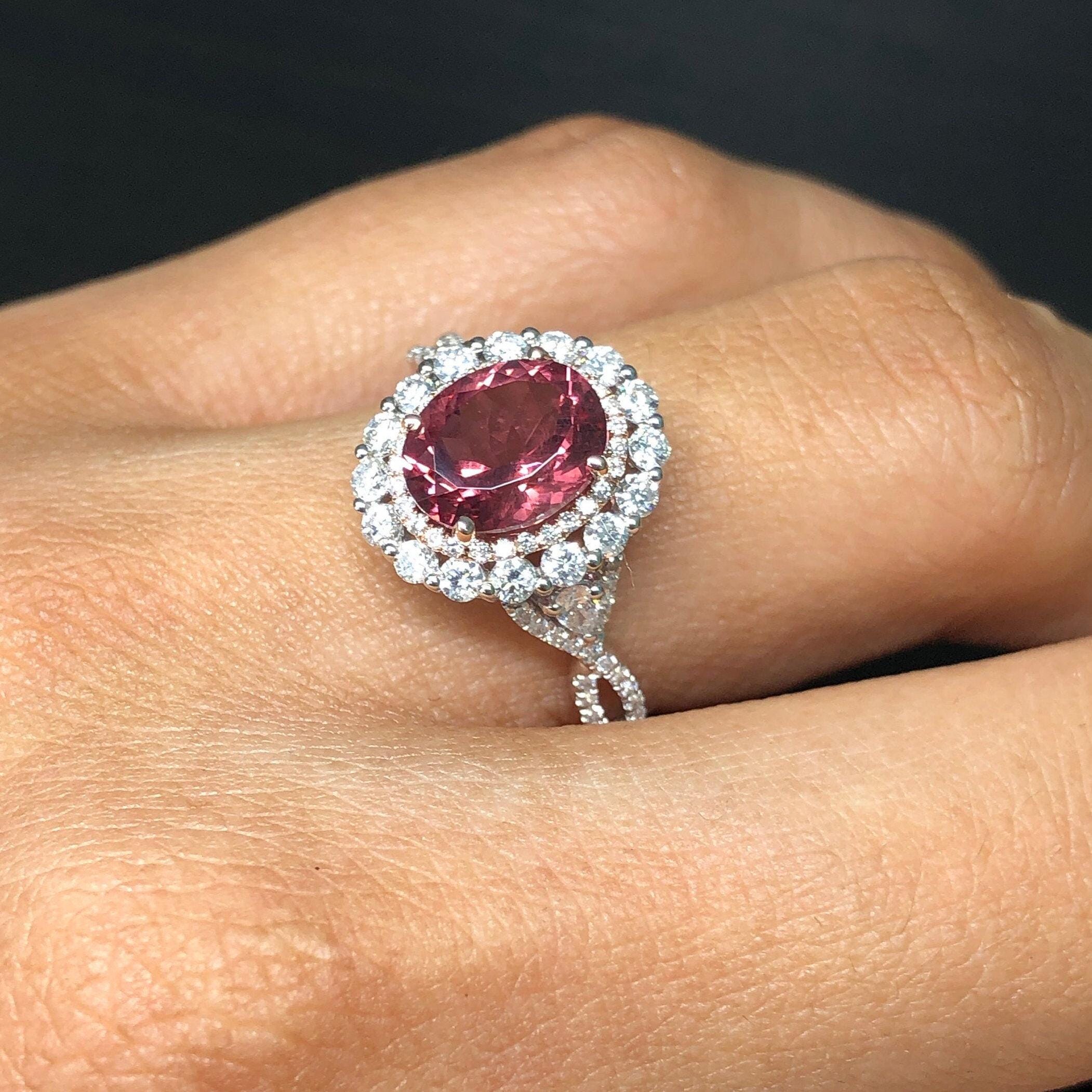 Statement Rings-Charming Diamond Double Halo Ring Setting W a Twist Infinity Shank in 14K Gold | Oval Shape 8x6mm 10x8mm | Gemstone Setting | Customizable - NNJGemstones