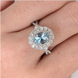 Statement Rings-Charming Diamond Double Halo Ring Setting W a Twist Infinity Shank in 14K Gold | Oval Shape 8x6mm 10x8mm | Gemstone Setting | Customizable - NNJGemstones