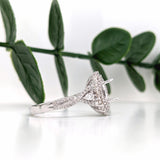 Statement Rings-Charming Diamond Double Halo Ring Setting W a Twist Infinity Shank in 14K Gold | Oval Shape 8x6mm 10x8mm | Gemstone Setting | Customizable - NNJGemstones