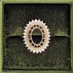 Statement Rings-Statement Flower Diamond Halo Ring Setting in 14K Solid Gold | Oval 14x10mm | Large Gemstone Ring Setting | Art Deco Ring | Customizable - NNJGemstones