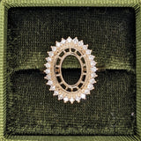 Statement Rings-Statement Flower Diamond Halo Ring Setting in 14K Solid Gold | Oval 14x10mm | Large Gemstone Ring Setting | Art Deco Ring | Customizable - NNJGemstones