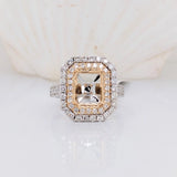 Antonia 14K Solid Gold Natural Diamonds Ring Setting | Emerald Cut | Customizable