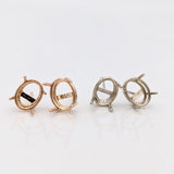 14k Gold Oval Solitaire Stud Earring Findings | Push Back & Screw Back Mounting Settings | Choose Your Faceted Gemstone