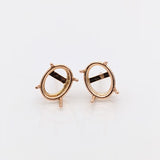 14k Gold Oval Solitaire Stud Earring Findings | Push Back & Screw Back Mounting Settings | Choose Your Faceted Gemstone