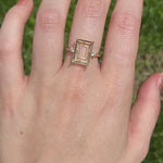 Minimalist Diamond Accented Ring Setting in 14K Solid Gold | Emerald Cut 8x6 13x10 16x14 | Statement Ring | Tapered Shank | Customizable