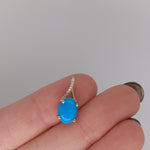 1.8ct Turquoise Pendant w Earth Mined Diamonds in Solid 14K Yellow Gold OV 9x7mm