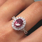 Charming Diamond Double Halo Ring Setting W a Twist Infinity Shank in 14K Gold | Oval Shape 8x6mm 10x8mm | Gemstone Setting | Customizable