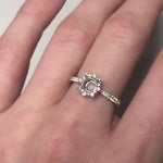 Snowflake Diamond Halo Ring Semi Mount in 14K Solid Gold | Round 5mm 6mm 6.5mm | Tapered Ring | Art Deco Engagement | Customizable