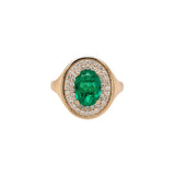 Colombian Emerald Ring w Earth Mined Diamonds in Solid 14K Gold Oval 9x6.5mm