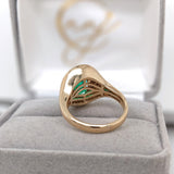 Colombian Emerald Ring w Earth Mined Diamonds in Solid 14K Gold Oval 9x6.5mm