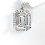 Statement Emerald Cut Pendant Semi-Mount w Diamond Accented Halo and Bail