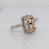 Luna Collection | Unique Double Halo Baguette & Round Ring Setting