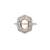 Luna Collection | Double Halo Baguette & Round Diamond Accented Ring Setting