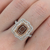 Luna Collection | Unique Double Halo Baguette & Round Ring Setting