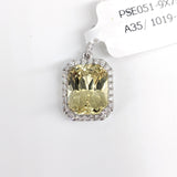 Statement Emerald Cut Pendant Semi-Mount w Diamond Accented Halo and Bail
