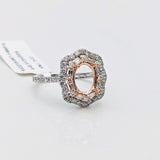 Luna Collection | Double Halo Baguette & Round Diamond Accented Ring Setting