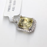 Statement Emerald Cut Pendant Semi-Mount w Diamond Accented Halo and Bail