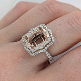 Luna Collection | Unique Double Halo Baguette & Round Ring Setting