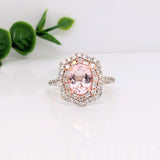 Luna Collection | Double Halo Baguette & Round Diamond Accented Ring Setting