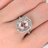 Luna Collection | Double Halo Baguette & Round Diamond Accented Ring Setting