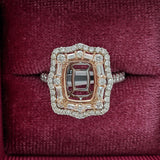 Luna Collection | Unique Double Halo Baguette & Round Ring Setting