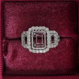 Celeste Collection Two Baguette Baskets & a Center Emerald Basket w a Diamond Halo