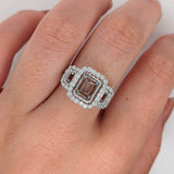 Celeste Collection Two Baguette Baskets & a Center Emerald Basket w a Diamond Halo