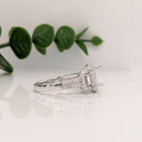 Celeste Collection Pave Split Shank Ring Semi Mount w Halo of Diamond