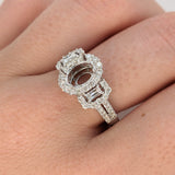 Celeste Collection Pave Split Shank Ring Semi Mount w Halo of Diamond