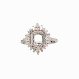 Aurora Collection | Baguette & Round Ring Semi Mount w Diamond Halo