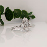 Aurora Collection | Baguette & Round Ring Semi Mount w Diamond Halo