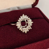 Aurora Collection | Baguette & Round Ring Semi Mount w Diamond Halo