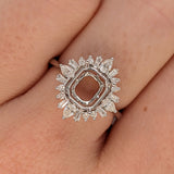 Aurora Collection | Baguette & Round Ring Semi Mount w Diamond Halo