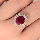 Aurora Collection Unique Oval Shape Ring Setting w Diamond Halo in 14K Solid Gold