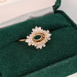 Aurora Collection Mixed Pear, Baguette & Round Ring Setting w Diamond Halo