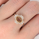 Aurora Collection Mixed Pear, Baguette & Round Ring Setting w Diamond Halo